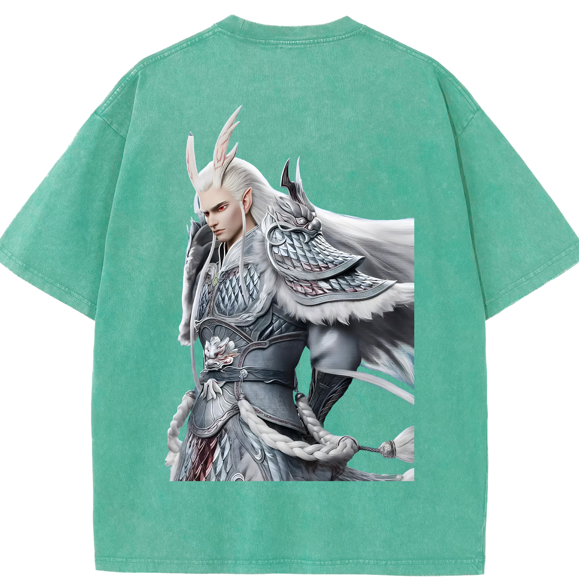 （画像用） Ne Zha 2 ナタ 魔童の大暴れ 綿100% ヴィンテージ風 半袖Tシャツ（背面プリント）